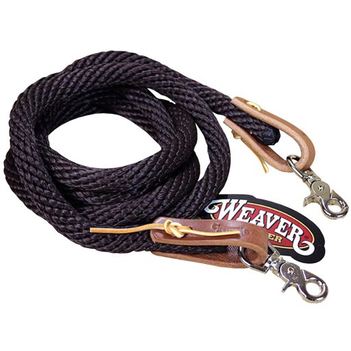 WEAVER WESTERN TACK LEATHER NICKLE PLATED POLY ROPER REIN 5/8 X8 INCH