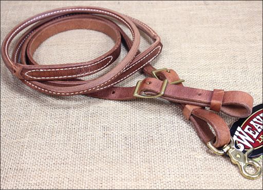 WEAVER RUSSET HARNESS LEATHER ROUND ROPER AND CONTEST HORSE REIN TACK WESTERN
