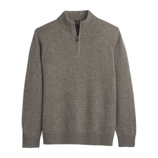 PENDLETON MEN'S WOOL 1/4 ZIP SWEATER, COLOR: STONE HEATHER, SIZE: MD