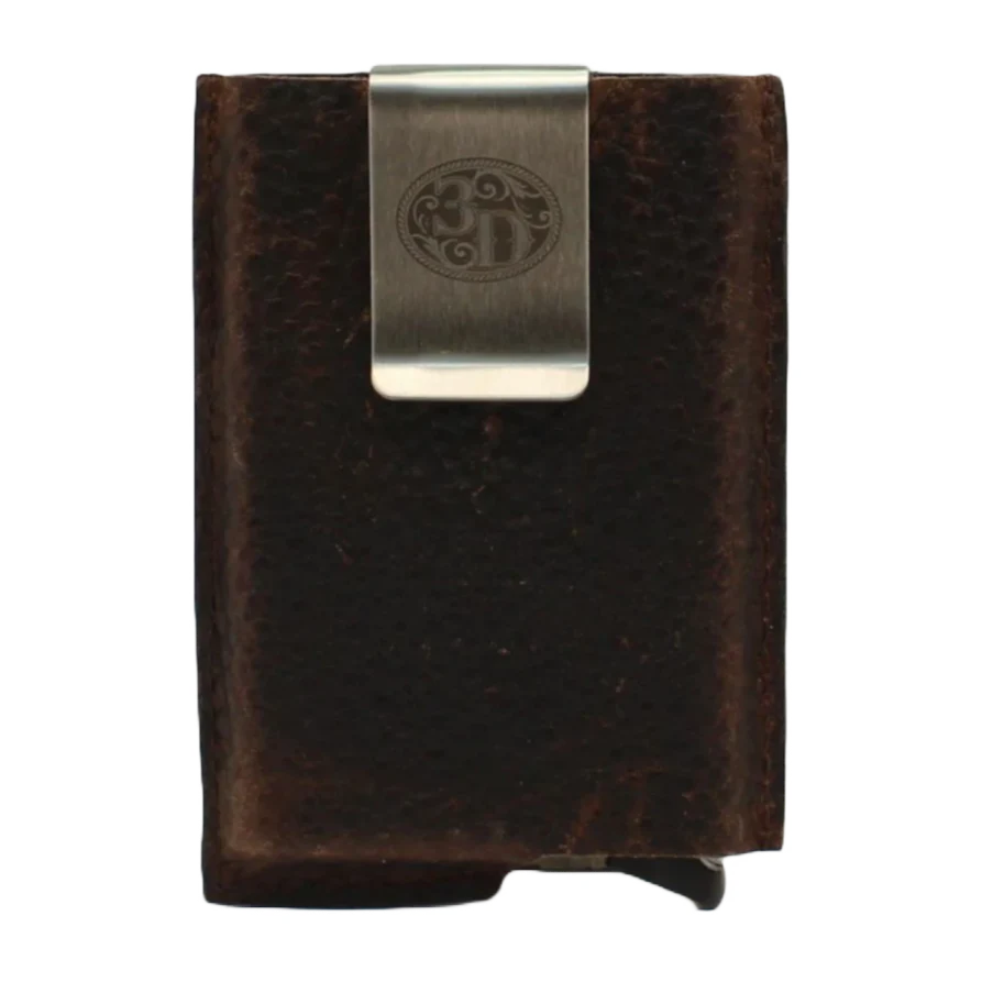 3D MEN'S LEATHER SMART WALLET - DARK BROWN