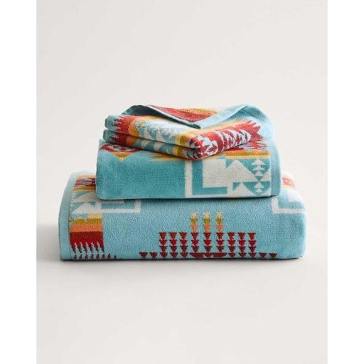 PENDLETON JACQUARD TOWEL COLLECTION - CHIEF JOSEPH AQUA, SIZE: BATH TOWEL