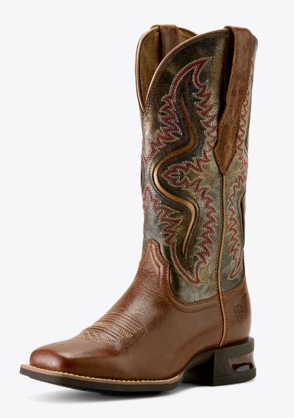 ARIAT WOMEN'S 12" CAPTIVATE HORSEMAN HEEL WIDE SQUARE TOE BOOT - DARK TAN
