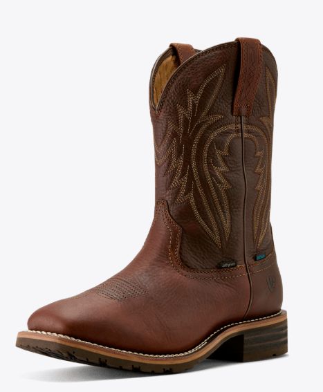 ARIAT MEN'S HYBRID RANCHER WATERPROOF INSULATED WIDE SQUARE TOE BOOT - SUNSHINE BROWN