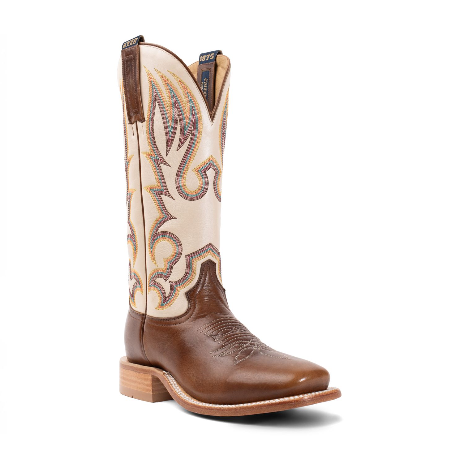 HYER WOMEN'S 13" AUGUSTA BROAD SQUARE TOE STOCKMAN HEEL BOOT - SADDLE TAN