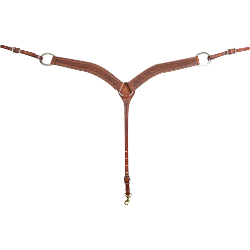 MARTIN SADDLERY MINI BASKET WEATHER ANTIQUED TOOLED BREAST COLLAR, 2-INCH