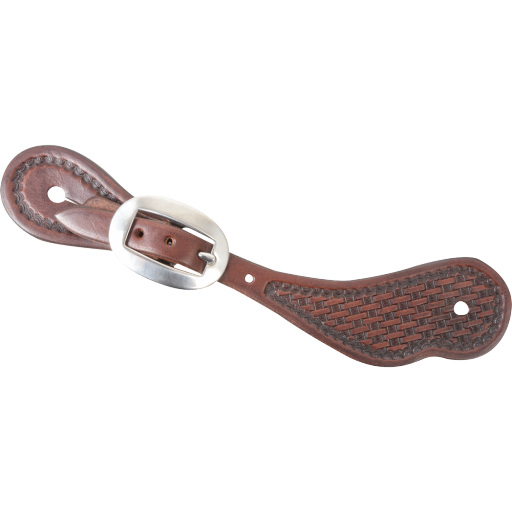 MARTIN SADDLERY COWBOY SPUR STRAPS WITH MINI BASKET TOOLING, COLOR: CHOCOLATE