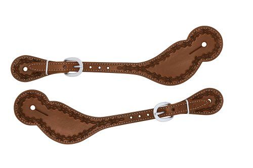 WEAVER LEATHER BARBED WIRE REGULAR SPUR STRAPS, REGULAR
