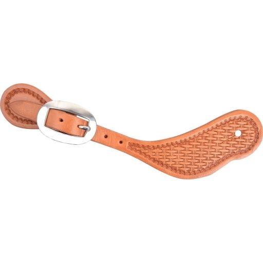 MARTIN SADDLERY COWBOY SPUR STRAPS WITH CAMO AND BASKET TOOLING, SIZE: Medium