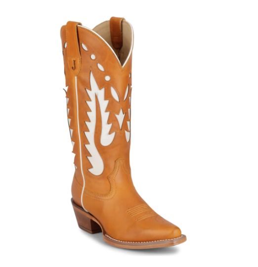 JUSTIN WOMEN'S 13" UNDERSLUNG HEEL SNIP TOE FAYE BOOT - COGNAC COWHIDE