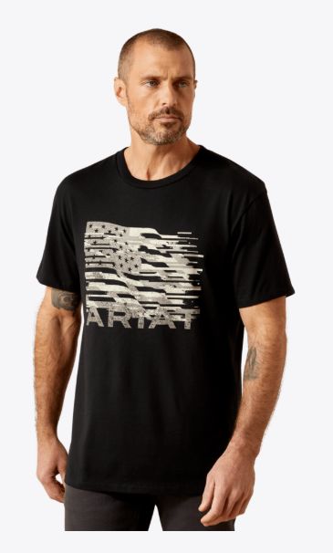 ARIAT MEN'S ARIAT FREEDOM FLAG TEE - BLACK
