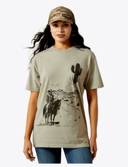 ARIAT WOMEN'S SKETCHY COWBOY TEE - SANDSTONE