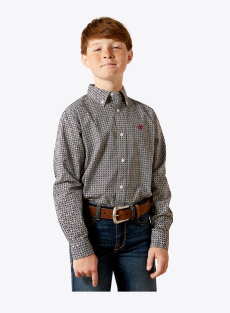 ARIAT BOYS' TOBIAS CLASSIC FIT SHIRT - BLACK
