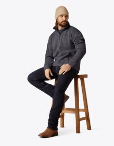ARIAT MEN'S CALDWELL LOGO 1/4 ZIP SWEATER - GREY