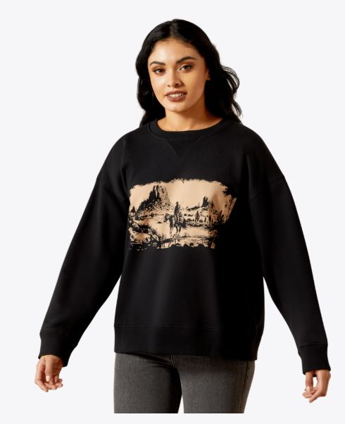 ARIAT WOMEN'S OUTLAW OVERSIZED SWEATSHIRT - BLACK
