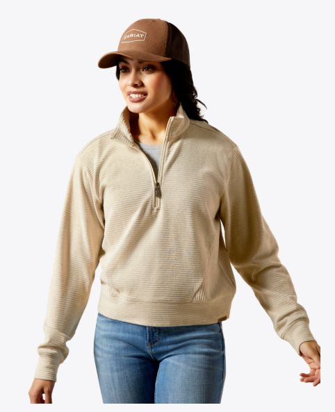 ARIAT WOMEN'S HIGH NOON 1/2 ZIP PULLOVER - OATMEAL HEATHER