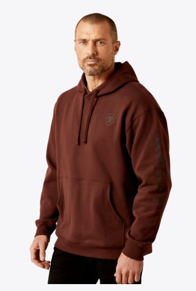 ARIAT MEN'S LOGO HOODIE - DEEP MAHOGANY