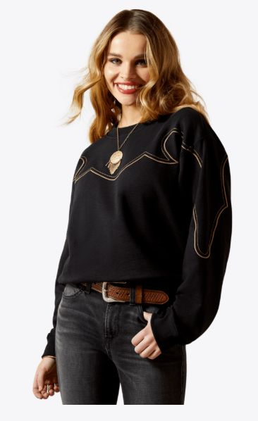 ARIAT WOMEN'S HICKORY SWEATSHIRT - BLACK