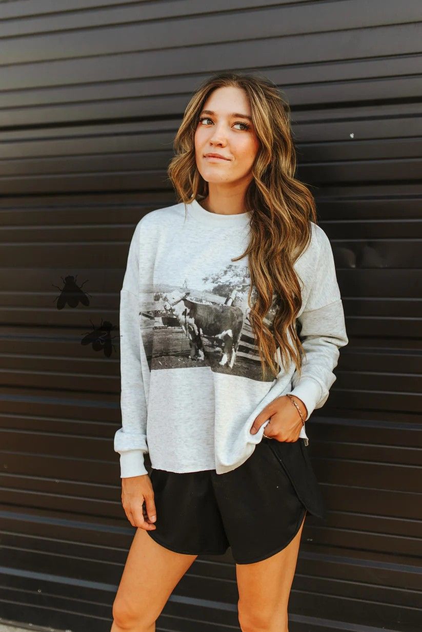 2 FLY CO. WOMEN'S OLD SCHOOL CREWNECK SWEATSHIRT - HEATHER GREY