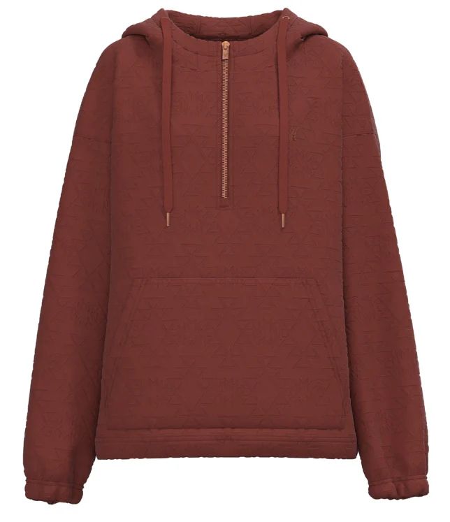 HOOEY WOMEN'S MAZATLAN SNIFTER QUARTER ZIP HOODIE - BRANDY