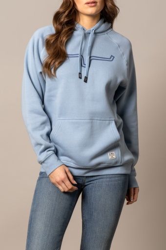 KIMES RANCH WOMEN'S OUTLIER LOGO HOODIE SWEATSHIRT - CARBON BLUE, COLOR: CARBON BLUE, SIZE: XX-LARGE