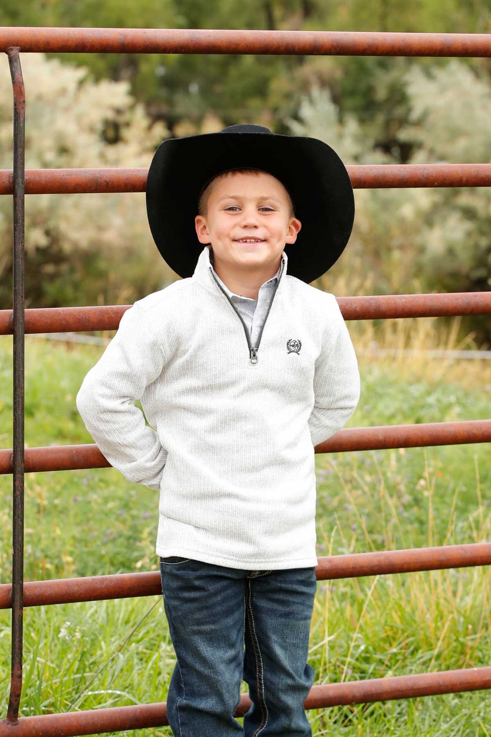 CINCH BOYS' 1/4 ZIP SWEATER - GREY