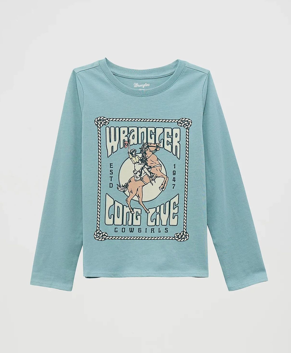 WRANGLER GIRLS' LONG SLEEVE GRAPHIC WESTERN TEE - BLUE