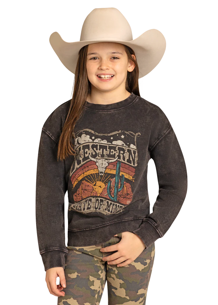 ROCK &amp; ROLL DENIM GIRLS' GRAPHIC PULLOVER SWEATSHIRT - BLACK