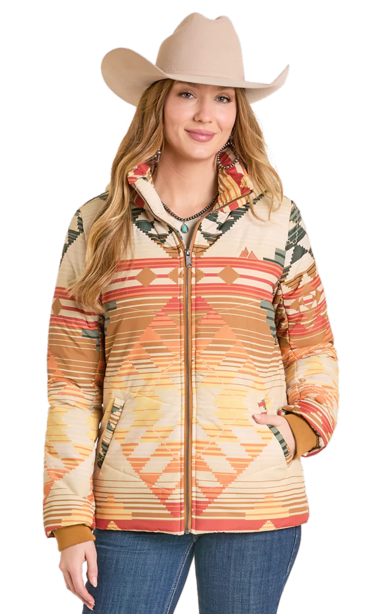 PANHANDLE SLIM WOMEN'S SERAPE HOODED PUFFER COAT - BRASS