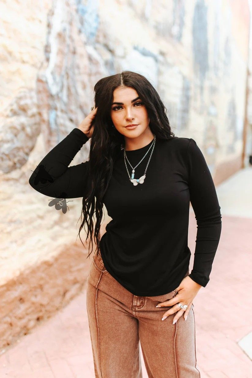 2 FLY CO. WOMEN'S CLOUD BASIC LONG SLEEVE TEE - MIDNIGHT