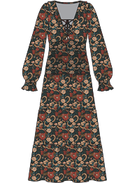ROCK &amp; ROLL DENIM WOMEN'S LONG SLEEVE FLORAL HORSESHOE DRESS - BLACK