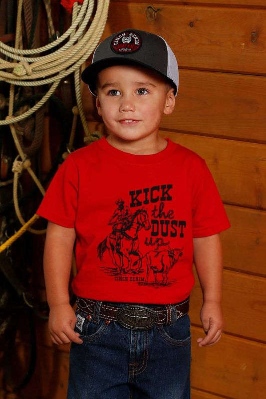 CINCH BOYS' SHORT SLEEVE TEE - RED CINCH BOYS' SHORT SLEEVE TEE - RED
