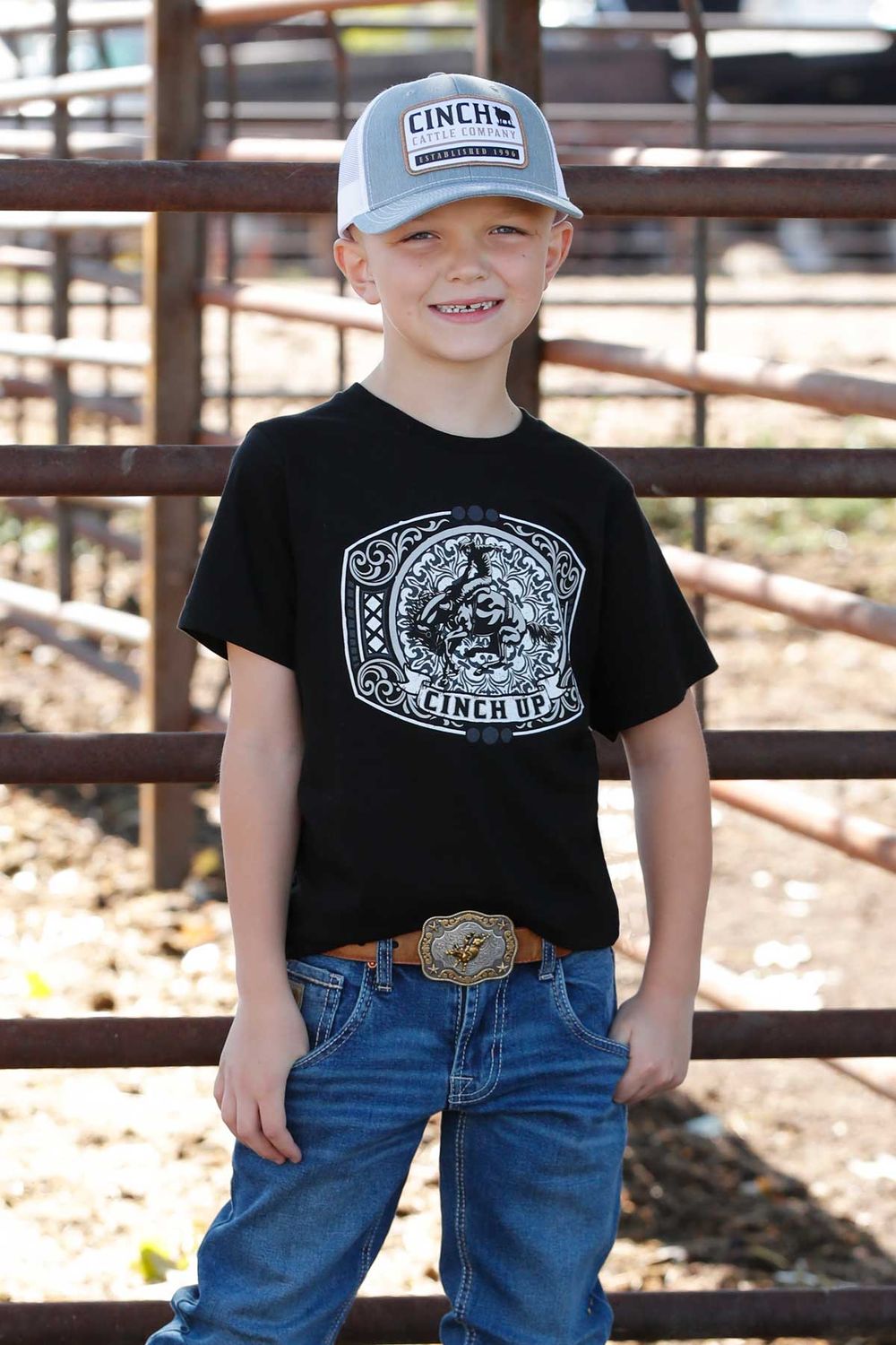 CINCH BOYS' SHORT SLEEVE TEE - BLACK