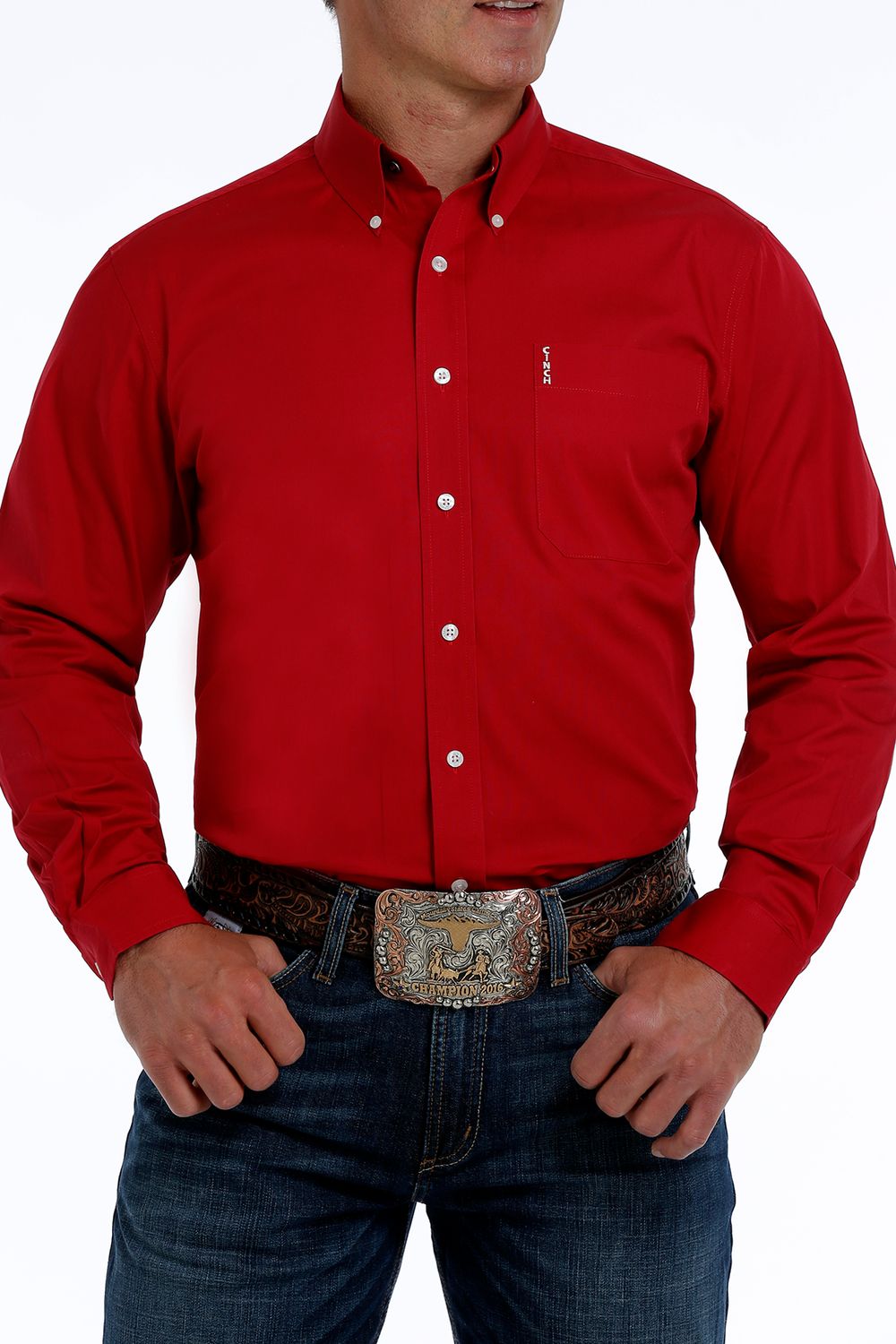 CINCH MEN'S LONG SLEEVE MODERN FIT BUTTON SHIRT - RED