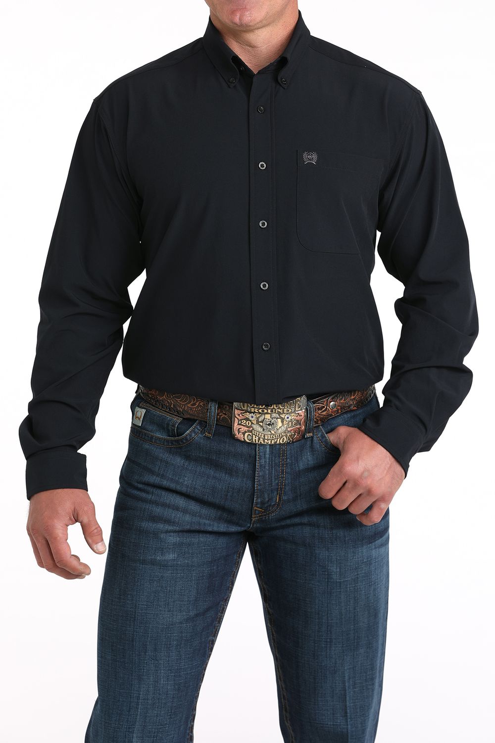 CINCH MEN'S LONG SLEEVE ARENAFLEX BUTTON SHIRT - BLACK