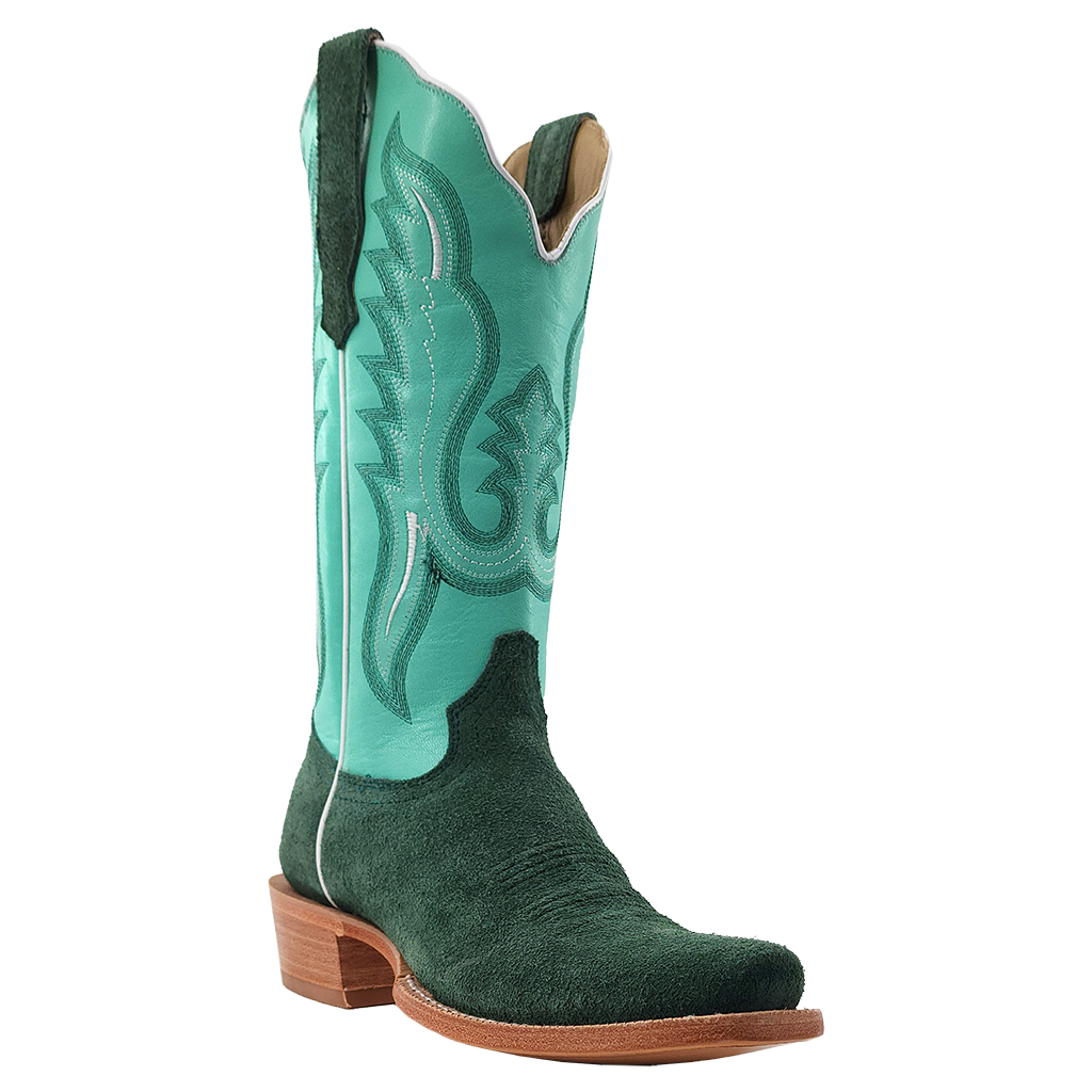 R. WATSON WOMEN'S 13" NARROW SQUARE TOE COWBOY HEEL TEAL BOOT