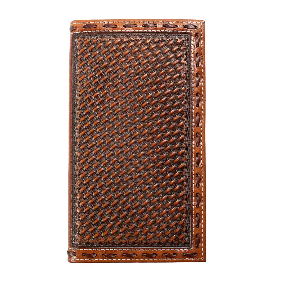 3D MEN'S BASKETWEAVE LEATHER RODEO TRIFOLD WALLET