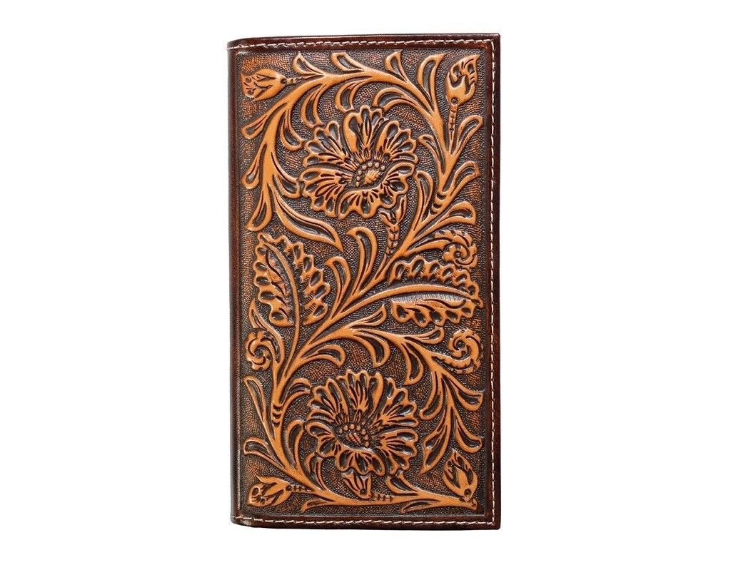 NOCONA BELT CO. FLORAL EMBOSSED RODEO WALLET CHECKBOOK COVER
