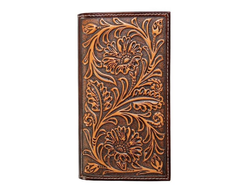 NOCONA BELT CO. FLORAL EMBOSSED RODEO WALLET CHECKBOOK COVER