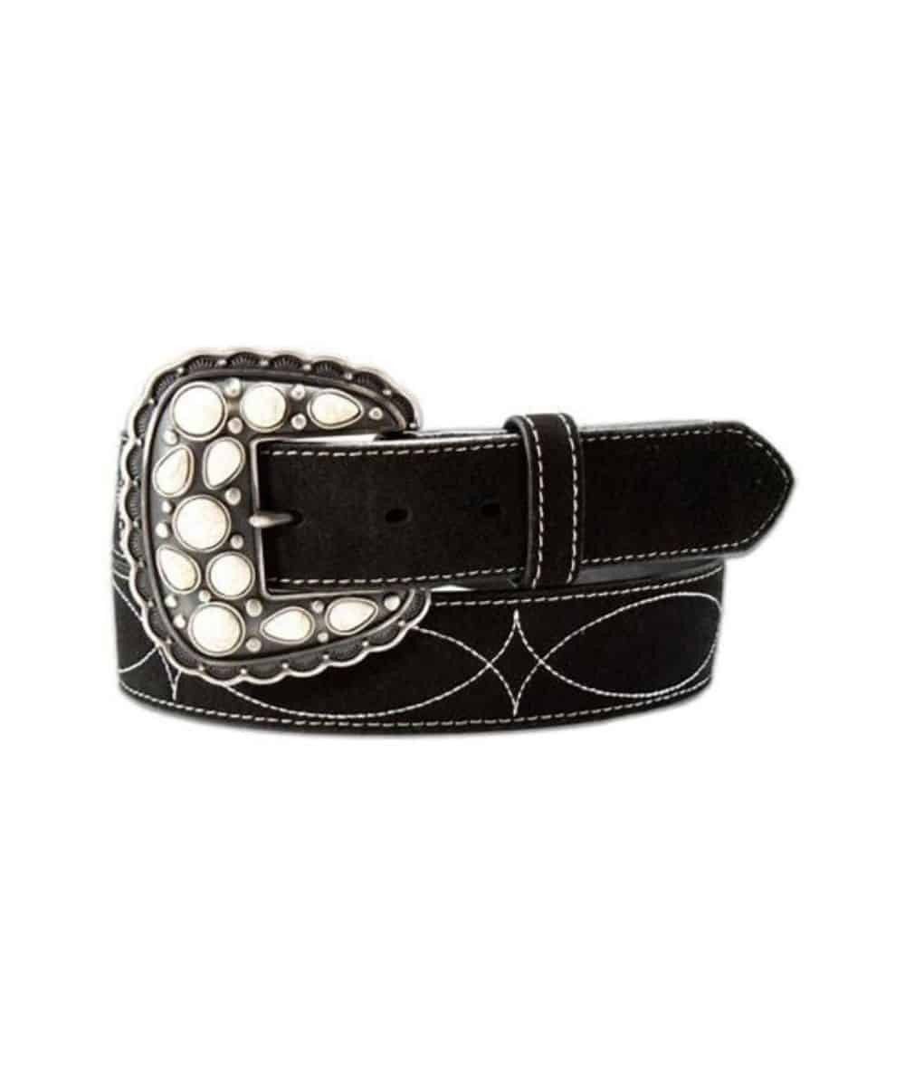 ANGEL RANCH WOMEN'S ROUGHOUT BOOTSTITCH BELT - BLACK/WHITE