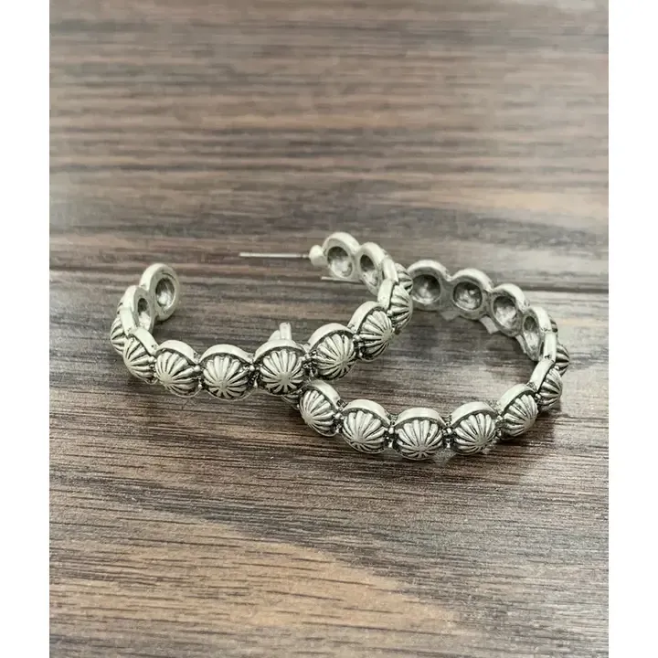 ISAC TRADING INC. CONCHO HOOP EARRINGS