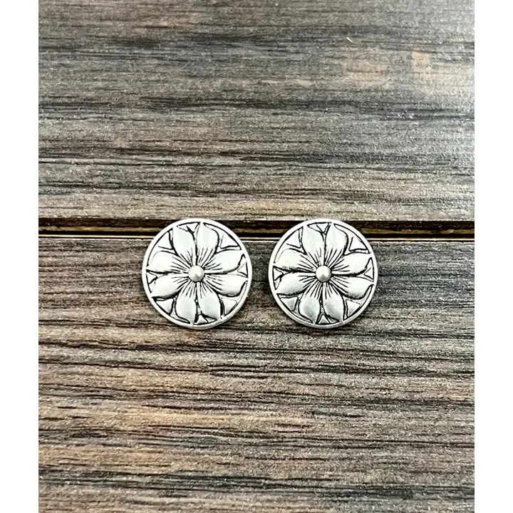 ISAC TRADING INC. 14MM BRASS NAVAJO STUD EARRINGS