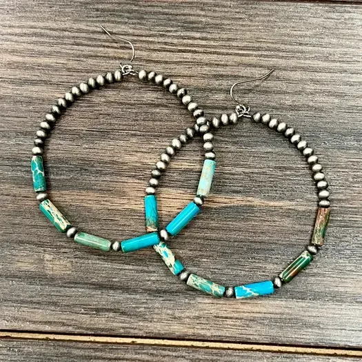 ISAC TRADING INC. HANDMADE GEMSTONE HOOP EARRINGS