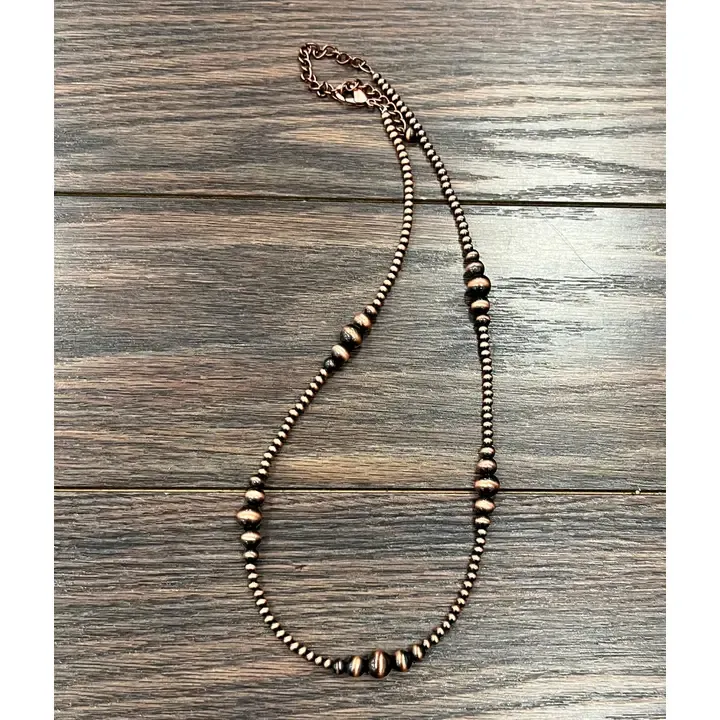 ISAC TRADING INC. 22" CLUSTERED COPPER NAVAJO BEAD NECKLACE