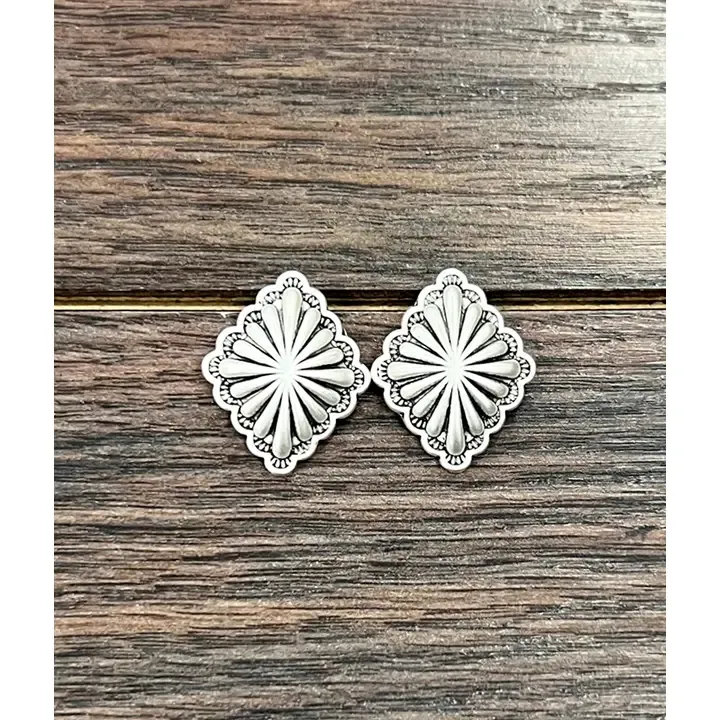 ISAC TRADING INC. BRASS CONCHO STUD EARRINGS
