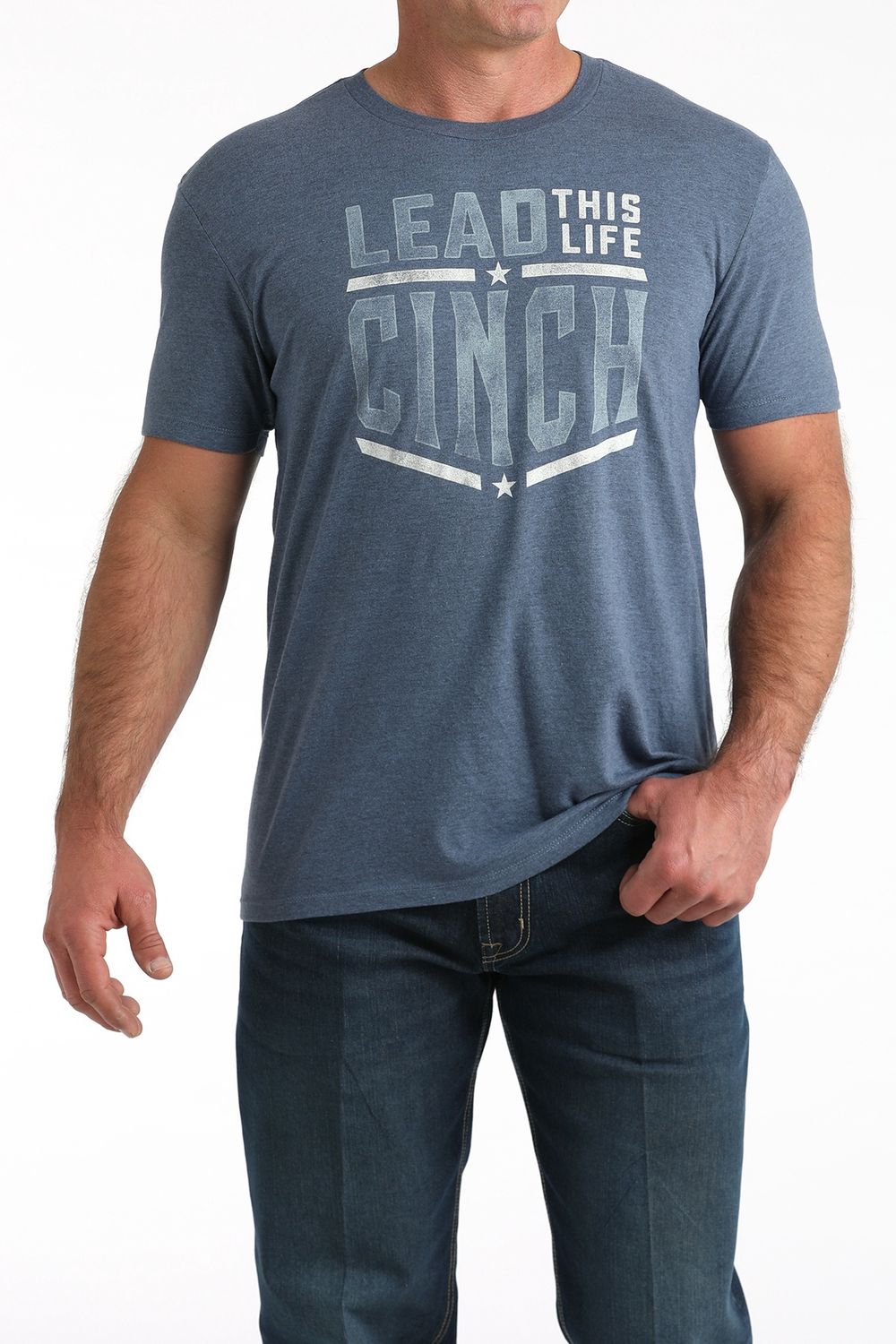 CINCH MEN'S SHORT SLEEVE LEAD THIS LIFE TEE  - BLUE