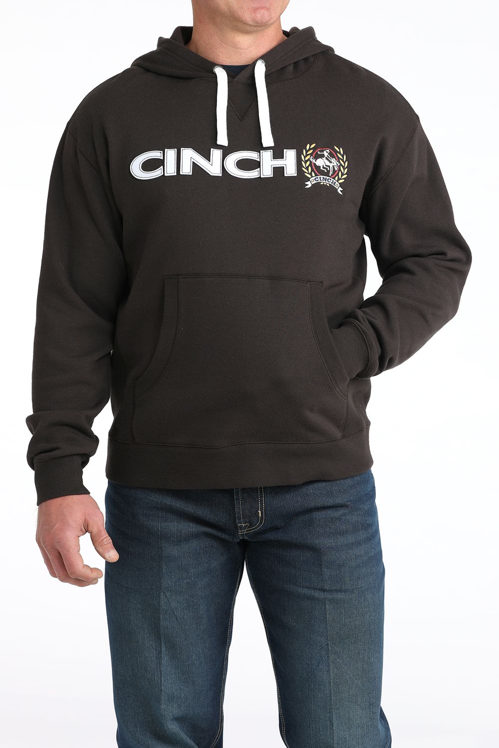 CINCH MEN'S LOGO HOODED SWEATSHIRT - BROWN