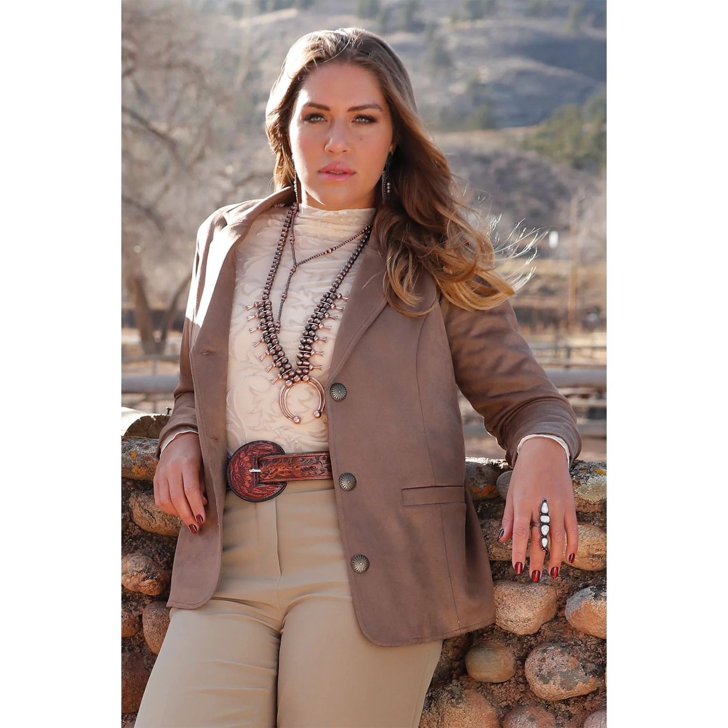 CRUEL DENIM WOMEN'S BLAZER - BROWN