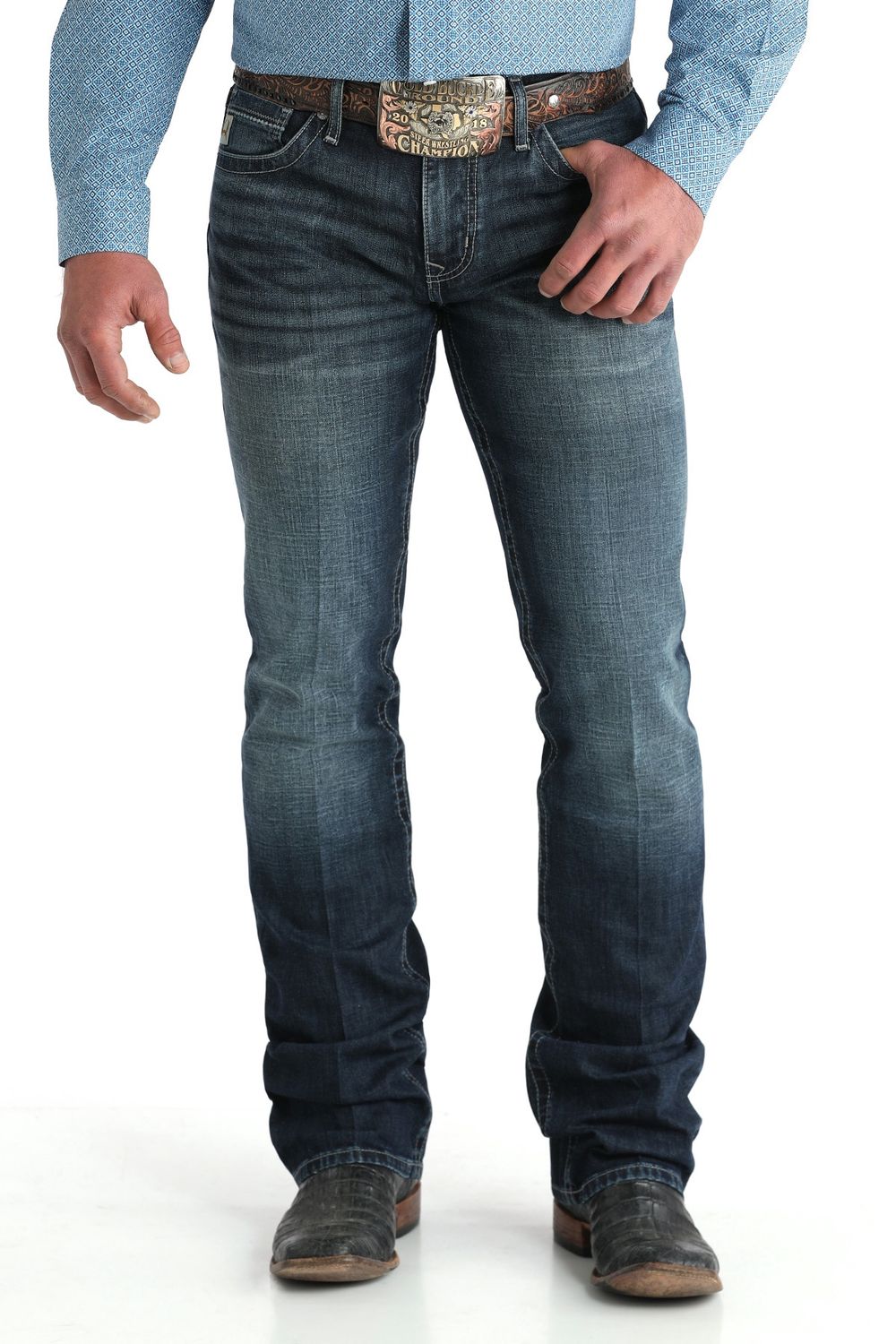 CINCH MEN'S IAN SLIM FIT BOOT CUT JEAN - DARK STONE