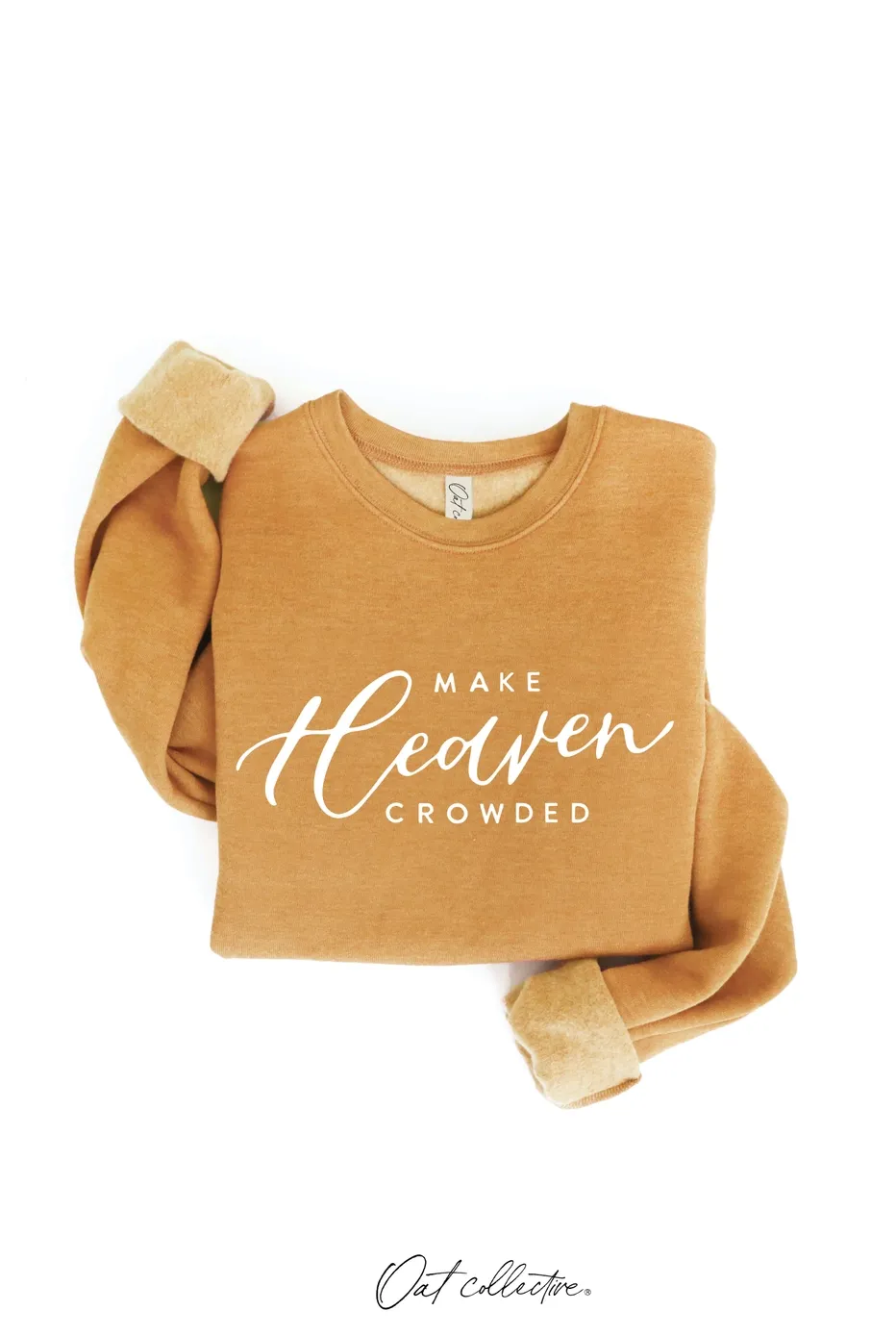 OAT COLLECTIVE WOMEN'S MAKE HEAVEN CROWDED CREW SWEATSHIRT - HEATHER MUSTARD