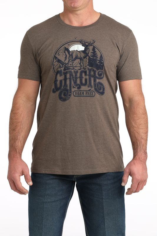 CINCH MEN'S SHORT SLEEVE ROAM FREE TEE - BROWN CINCH MEN'S SHORT SLEEVE ROAM FREE TEE - BROWN